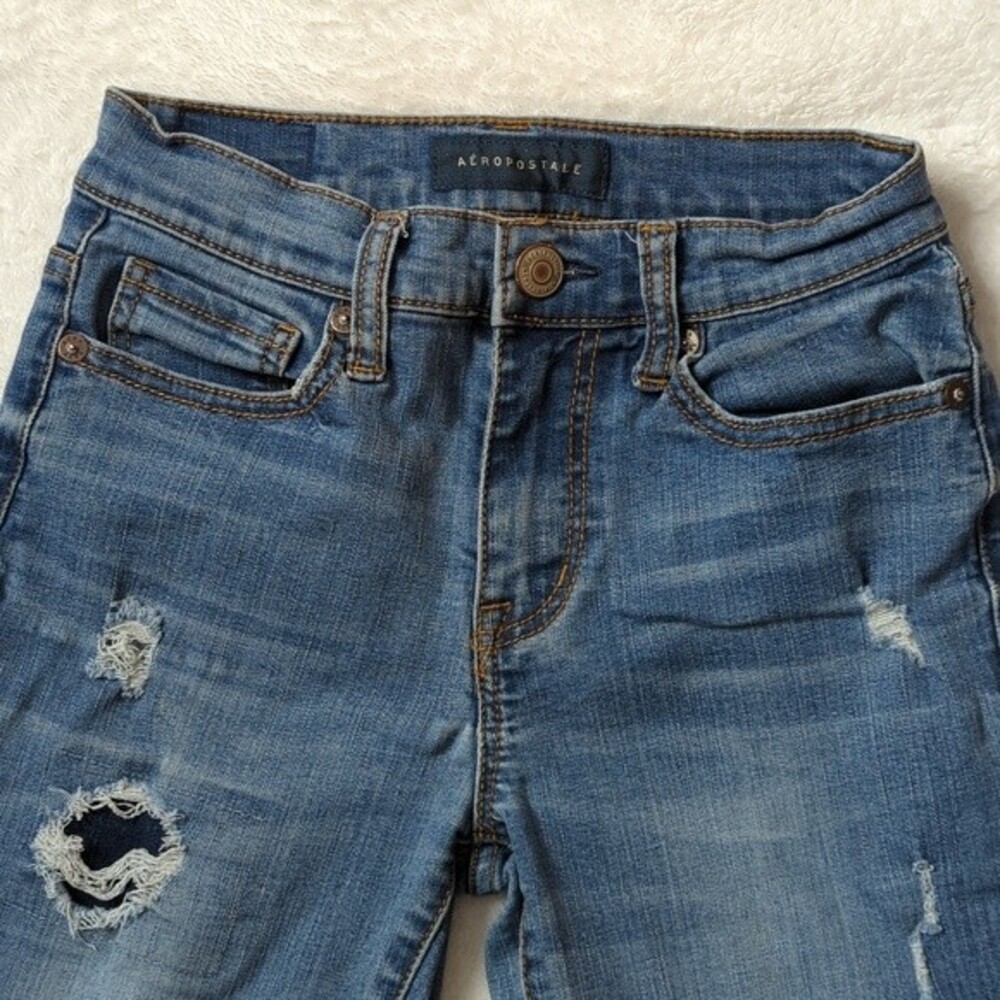 Aeropostale High Waisted Ankle Jeggings Distressed Repaired Size 00